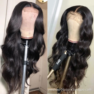 wholesale 10A High Quality Virgin hair Body wave Brazilian Real 100% Human Hair Lace Front Wig Raw Indian Lace Closure Wig